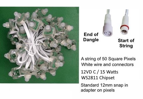 RGB Strings 12V - 50 Count Squares 4" - LOR End Connector