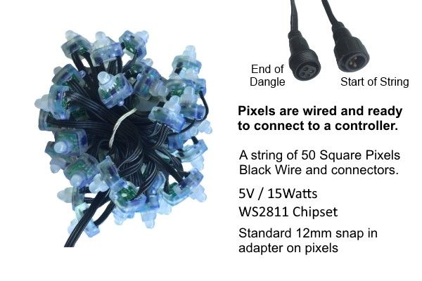 5 VOLT - RGB Strings - 50 Count Squares - 5V - GARAGE SALE
