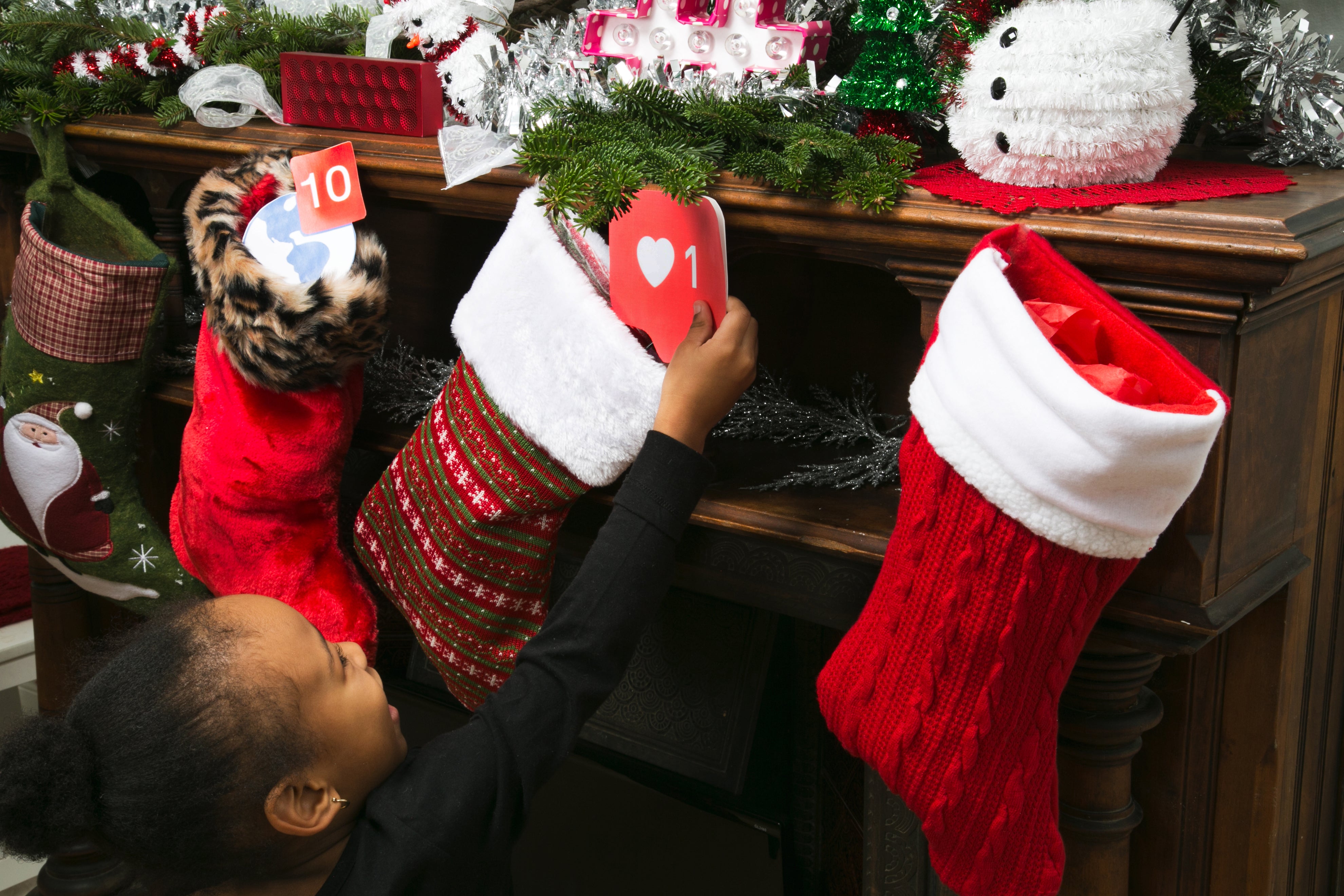 Toddler reaches for instagram gift