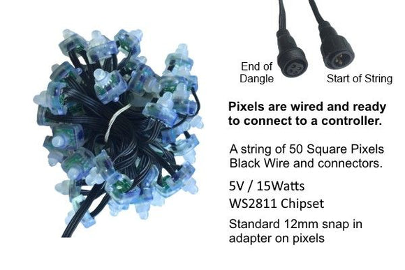 5 VOLT - RGB Strings - 50 Count Squares - 5V - GARAGE SALE